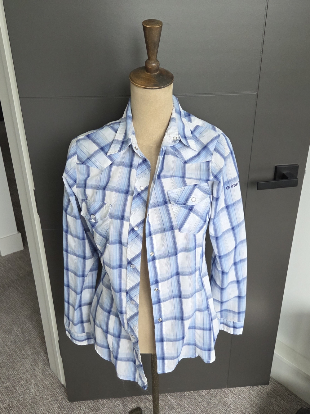 Roper Blue Plaid Western Pearl Snap Shirt - Small